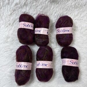 Sublime Mohair Blend Yarn Lot 6 Skeins +1 Color 4001 50g Made In England
